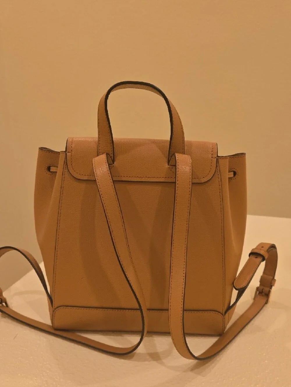 kate spade Tan Leather Small Backpack with Front Zip Pocket
